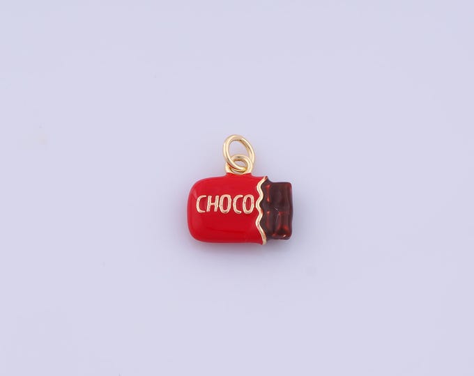 Chocolate Pendant,18K Gold Filled Chocolate Necklace, Enamel Chocolate Pendant, DIY jewelry Making Accessories,15x12.5x3.6mm