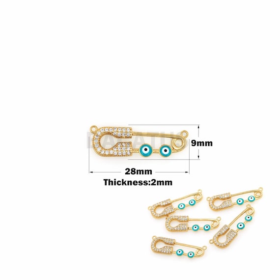 18K Gold Filled Paper Clip Pendant, Micro Pavé CZ Paper Clip