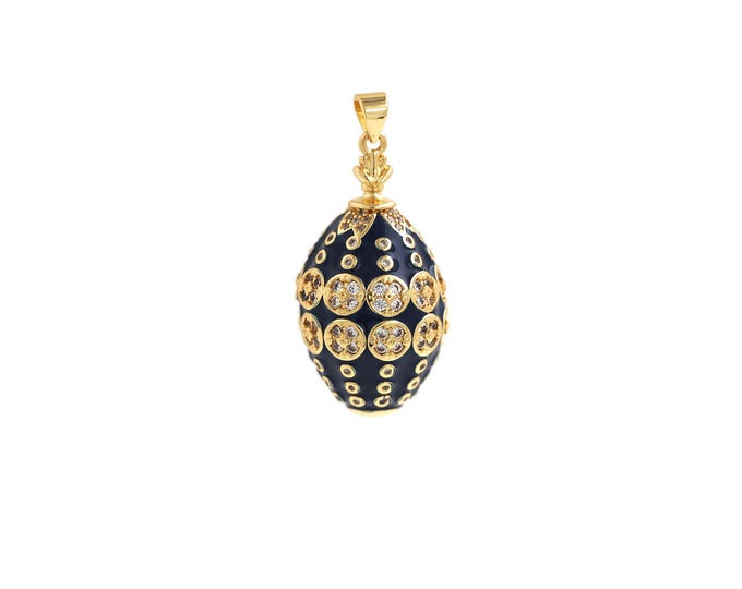 Christmas Egg Pendant,18K Gold Filled Egg Necklace, Micropavé CZ Christmas Egg Pendant, DIY jewelry Making Accessories,38x18x18mm
