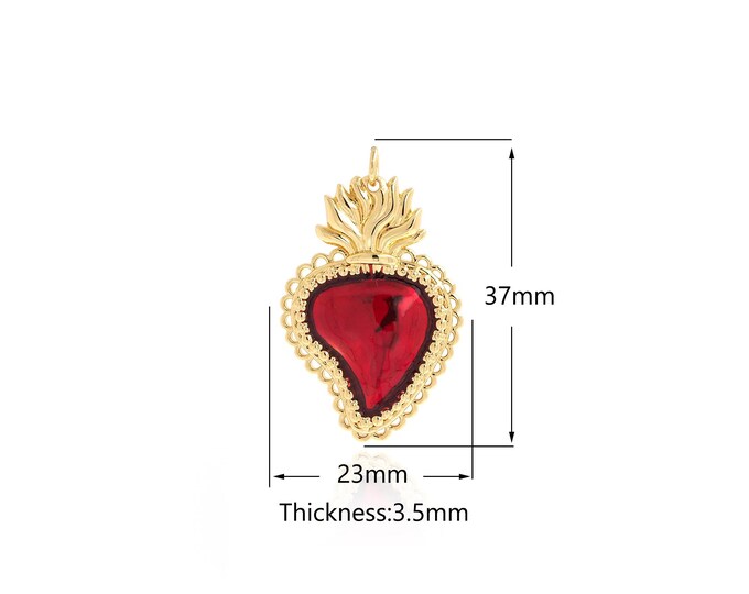 18K Gold Filled Heart Pendant, Gold Dainty Heart Charms,Simple pendant Bracelet Necklace for DIY Jewelry Making Supply