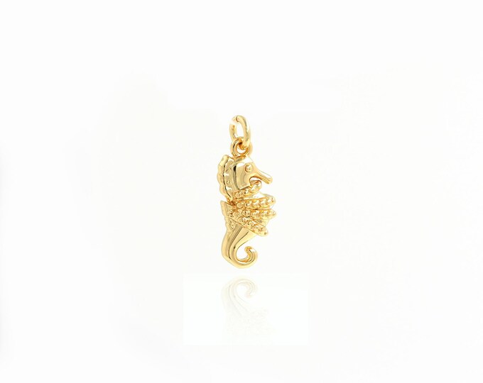 18K Gold Filled Seahorse Necklace,Mini Seahorse Pendant, Ocean Charm, DIY Jewelry Making Supplies 17.5x6.5x4.4mm