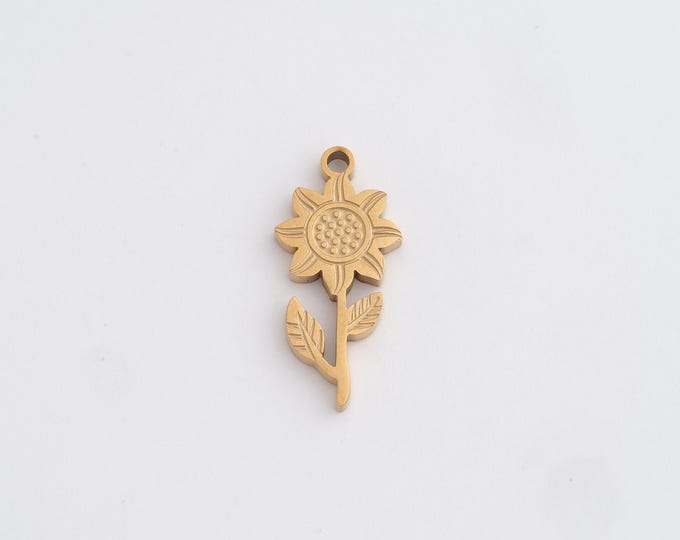 Stainless Steel Sunflower Pendant,Sunflower Charms,Flower Charm Hamsa Charms for DIY Jewelry Making Supply,20x9.4x1.8mm
