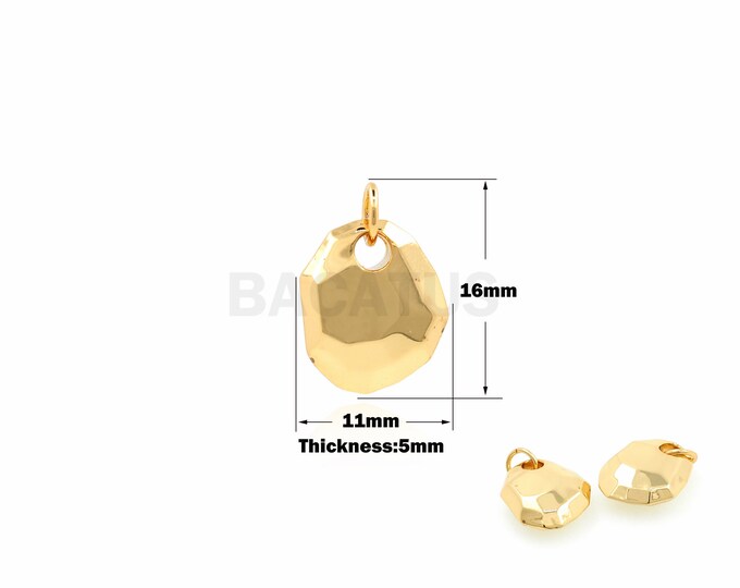 1Pcs Round Irregular Swelling Pendant Gold Filling Suitable For Bracelets Necklaces Jewelry Making Supplies Oval Necklaces Jewelry 16x11x5mm