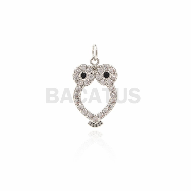 Micropave Animal Pendant CZ Owl Necklace 1PCS Owl Pendant 19\u00d710.3\u00d71.6mm Animal Charm Owl Charm