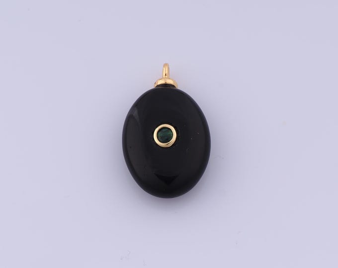 Energy Stone Pendant,18K Gold Filled Natural Stone Necklace,Black Onyx Pendant, DIY jewelry Making Accessories,25x15x6.6mm