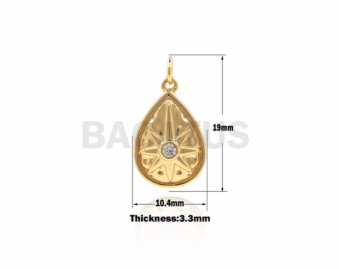 1PCS Teardrop-Shaped Pendant, Drop-Shaped Charm, Polaris Necklace, Star Charm, DIY Jewelry Making Accessories 19×10.4×3.3mm