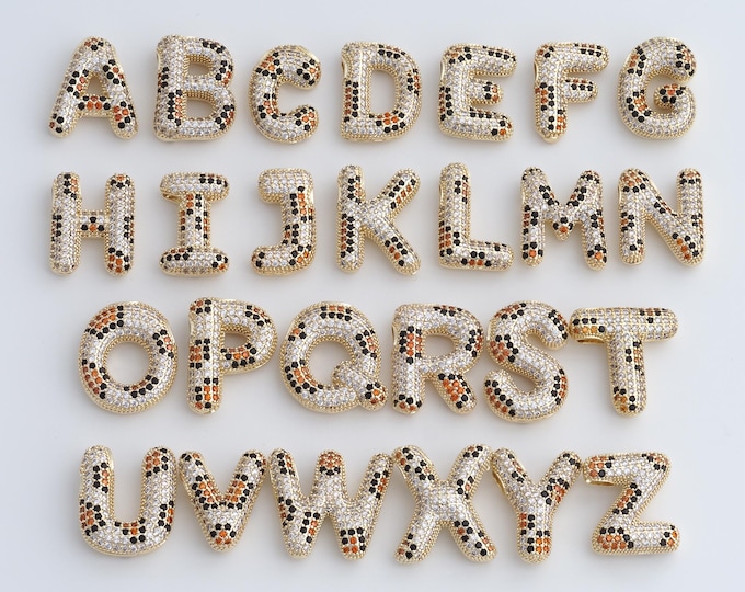 Initial Pendant,18K Gold Filled Letter Necklace, Micropavé CZ Alphabet Pendant, DIY jewelry Making Accessories,21x17x7.3mm