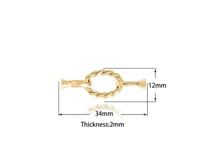 Twist Connector,Oval Twist Charm, 18K Gold Filled Bar Connector,Oval Clasp Connector DIY Jewelry Supplies,