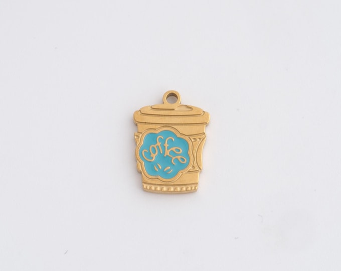 Stainless Steel Cup Pendant,Enamel Charms,Cup Charm Bracelet Necklace for DIY Jewelry Making Supply,15x10.8x1.5mm