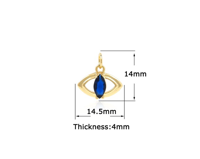 18K Gold Filled Devil Eye pendant,Gold Oval Charms,Eye Charm Bracelet Necklace for DIY Jewelry Making Supply