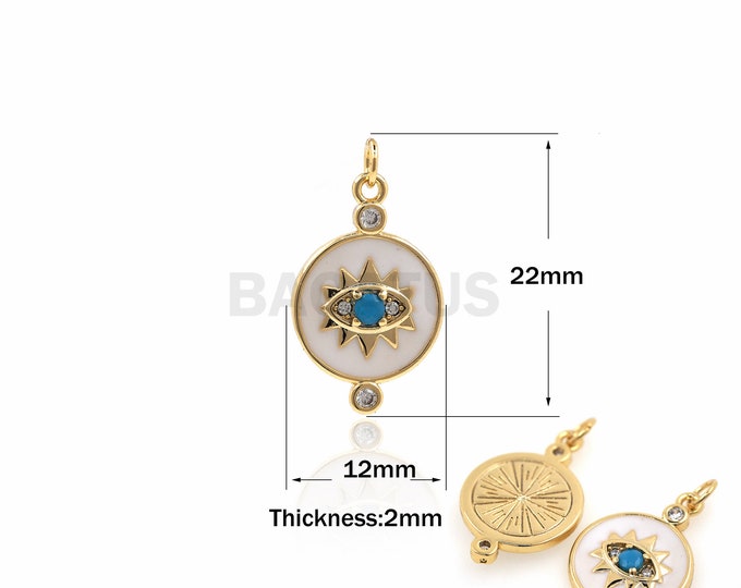 1PCS Disc Eye Necklace Magic Eye Jewelry Mini Coin Pendant Suitable for Bracelet Necklace Jewelry Making Supplies Enamel Charm 22x12x2mm