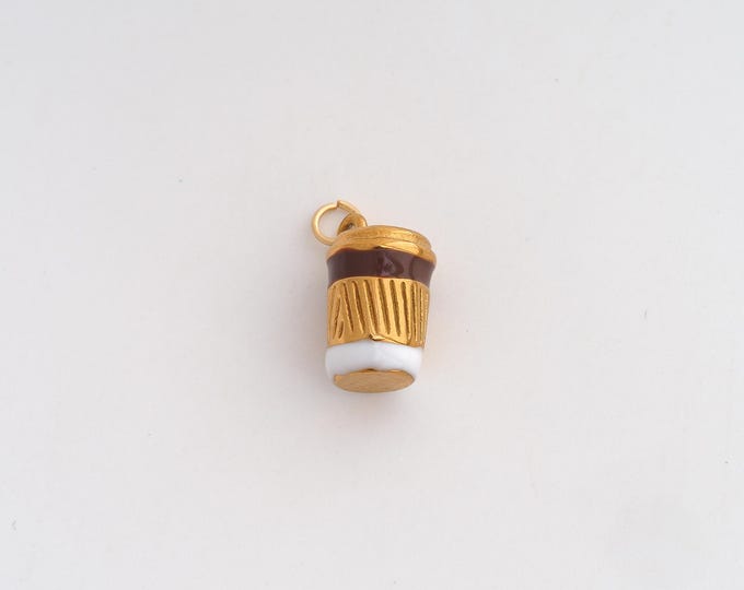 Stainless Steel Coffee Cup Pendant,Enamel Coffee Charms,Coffee Cup Charms for DIY Jewelry Making Supply,18x10x8.4mm