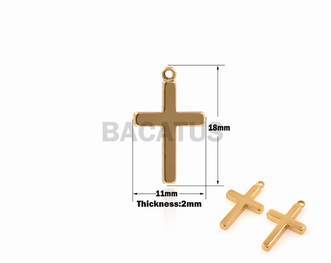 1PCS Cross Pendant Christian Jewelry Suitable for Bracelet Necklace Jewelry Making 18K Gold Filling Religious Belief 18x11x2mm