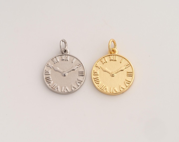 18K Gold Filled Clock Charm,Dainty Clock Pendant,Clock Pendant ,DIY Jewelry Supplies,20x14.6x2mm