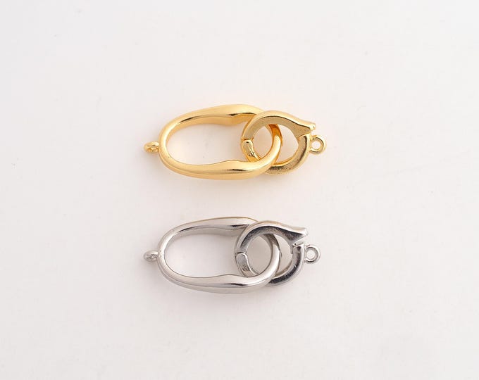 Gold Oval Clasp,18K Gold Filled Openable Clasp,Snap Clasp,DIY Jewelry Supplies,26x10x3mm