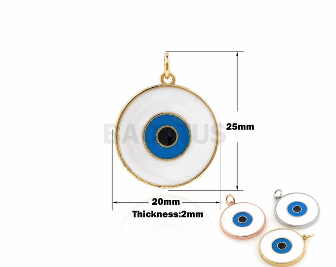 1PCS White Dripping Oil Necklace Eye Charm Greek Eye Pendant Eye Jewelry DIY Jewelry Supplies 18K Gold Filling Enamel charm 25x20x2mm