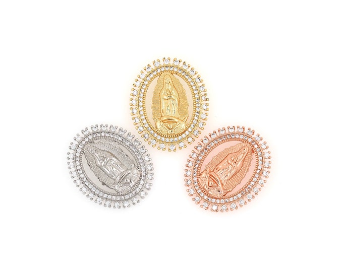 18K Gold Filled Virgin Mary Pendant,Gold Dainty CZ Religion Charms,Catholic Charm Bracelet Necklace for DIY Jewelry Making Supply