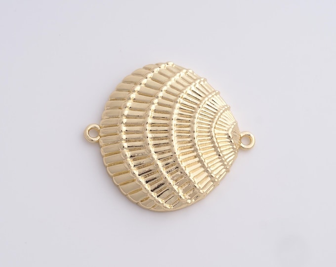18K Gold Filled Seashell Connector,Conch Connector,Seashell Charm, DIY Jewelry Accessory, 37.4x33x6.5mm