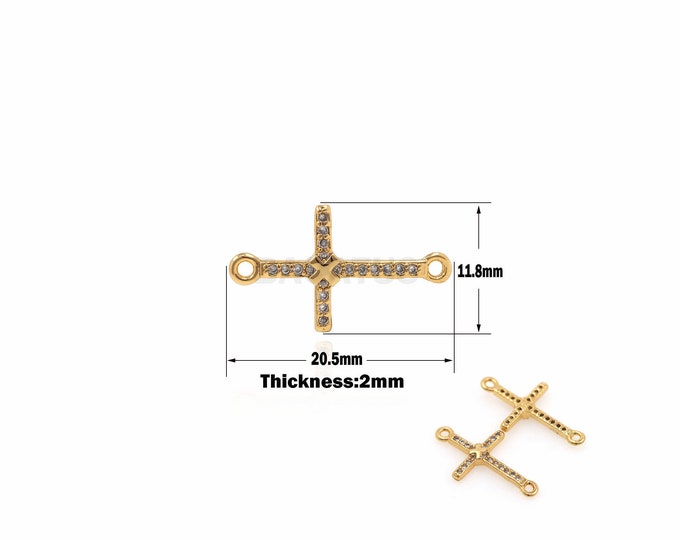 1PCS DIY Jewelry Supply Double Cross Connector Cross Necklace Cross Zircon Suitable for Bracelet Necklace  Jewelry Supplies 11.8x20.5x2mm