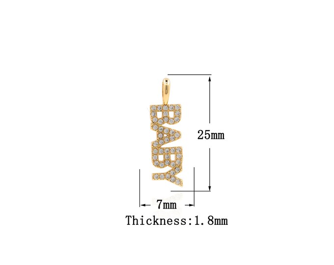 18K Gold Filled BABY pendant,Gold Dainty long Charms,BABY Charm Bracelet Necklace for DIY Jewelry Making Supply