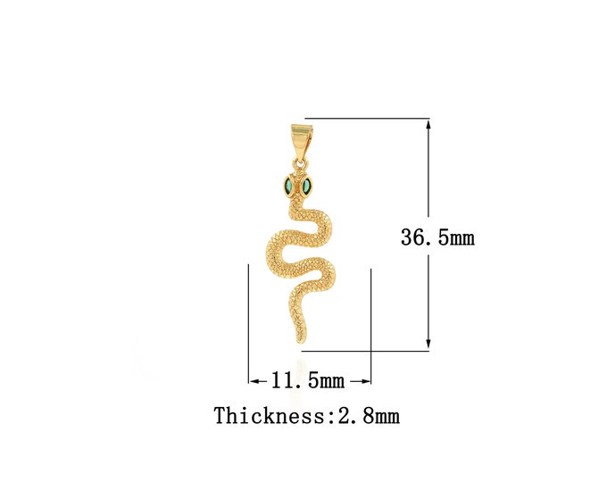 18K Gold Filled CZ Snake Pendant,Gold Dainty Snake Charms,Snake Charm Bracelet Necklace for DIY Jewelry Making Supply
