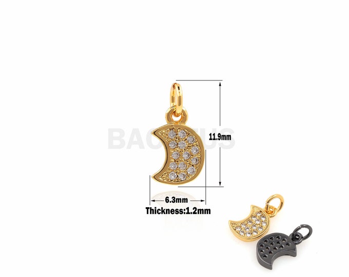 1PCS Mini Hollow Moon Pendant, Moon Charm, Moon Jewelry, Suitable For Jewelry Making Supplies 11.9x6.3x1.2mm