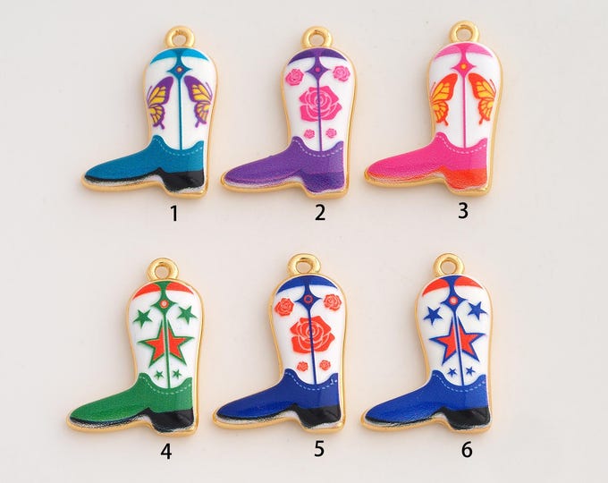 18K Gold Filled Knight Boot Pendant,Enamel Knight Boot Charms,Knight Boot Charm DIY Jewelry Making Supply,24x16.7x3.7mm
