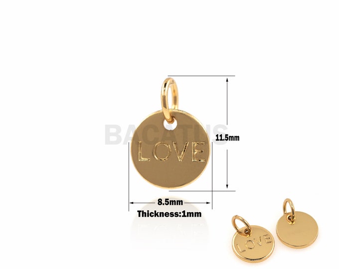 1PCS LOVE Pendant Round Jewelry LOVE Small Label Dog Tag Charm Suitable for Bracelet, Necklace, Jewelry Products 11.5x8.5x1mm