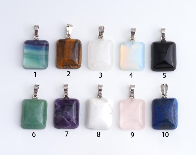 Gemstone Pendant,Natural Stone Charms,Crystal Gemstone Charm DIY Jewelry Making Supply,32.6x18.2x8mm