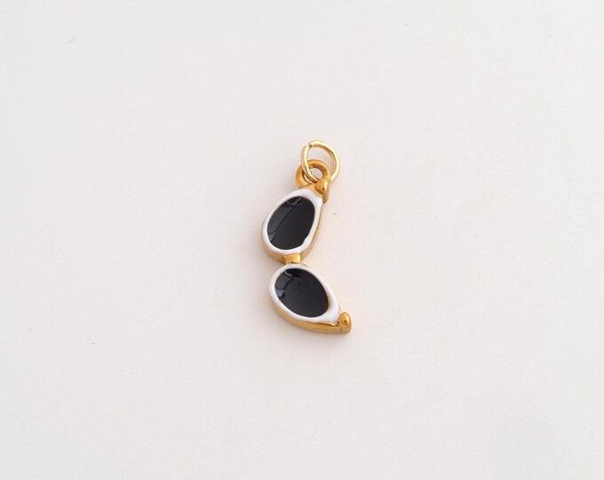 Stainless Steel Sunglasses Pendant,Enamel Sunglasses Charms,Sunglasses Charms for DIY Jewelry Making Supply,19x7x2.8mm