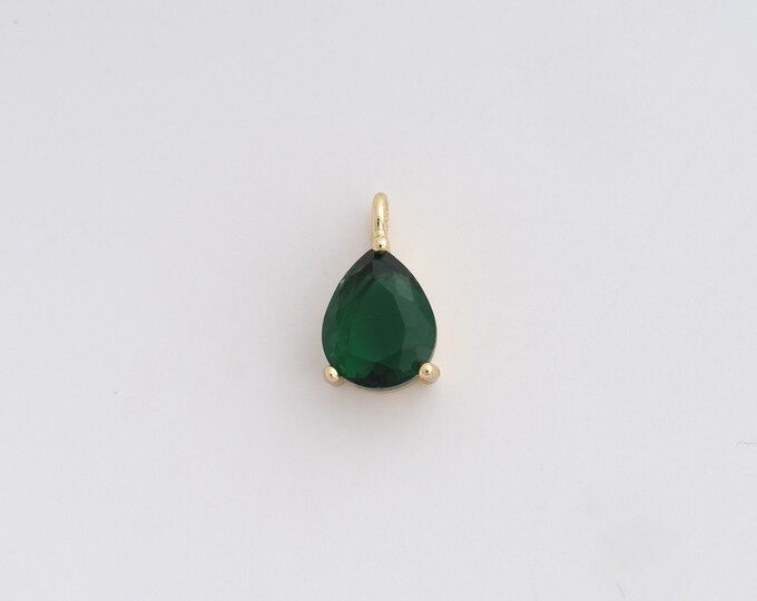 18K Gold Filled Water Drop Charm, Micropavé CZ Tear Drop Pendant,Water Drop Necklace Charm, DIY Jewelry Supplies, 13.3x8x5mm