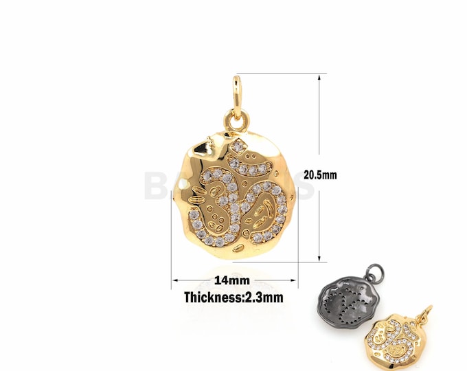 1PCS OM Medallion Necklace, OM Charm, Spiritual Pendant, Yoga Jewelry, Suitable For Jewelry Making Supplies 20.5x14x2.3mm