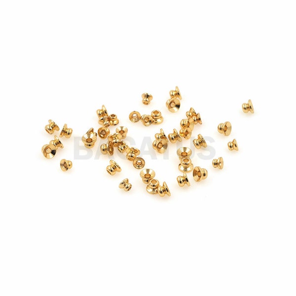 Gold-plated end caps, slim original brass gasket bead caps, round bottom beads, DIY jewelry accessories 1pcs