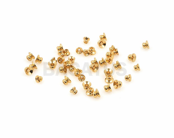 Gold-plated end caps, slim original brass gasket bead caps, round bottom beads, DIY jewelry accessories 1pcs