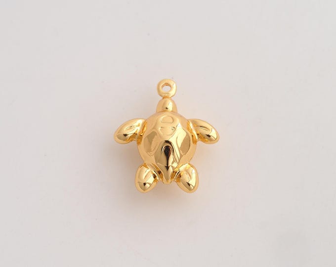18K Gold Filled Turtle Charm,Dainty Animal Pendant,Turtle Pendant ,DIY Jewelry Supplies,23.6x19.5x10.2mm