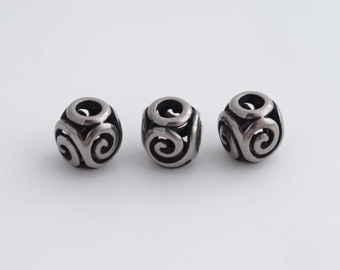 1 pcs Stainless Steel Retro Ball Spacer Beads,Silver Round Beads,Ball Beads DIY Bracelet Necklace Earrings Jewelry Making,9.6x8.9mm