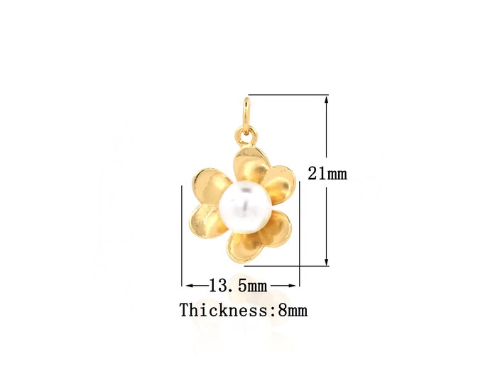 18K Gold Filled Flower Pendant,Gold Dainty Flower Charms,Flower Charm Bracelet Necklace for DIY Jewelry Making Supply