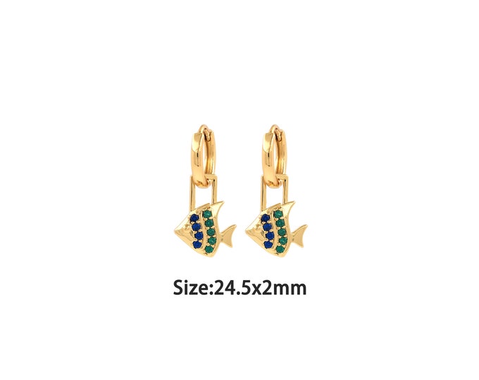 1pair 18K Gold Filling Fish Earrings,Gold Dainty Fish Earring,Simple Earrings,Gift for Her