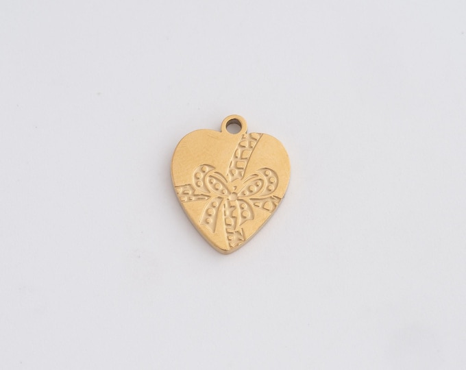 Stainless Steel Heart Pendant,Love Charms,Heart Charm Bracelet Necklace for DIY Jewelry Making Supply,14.7x12.3x1.5mm