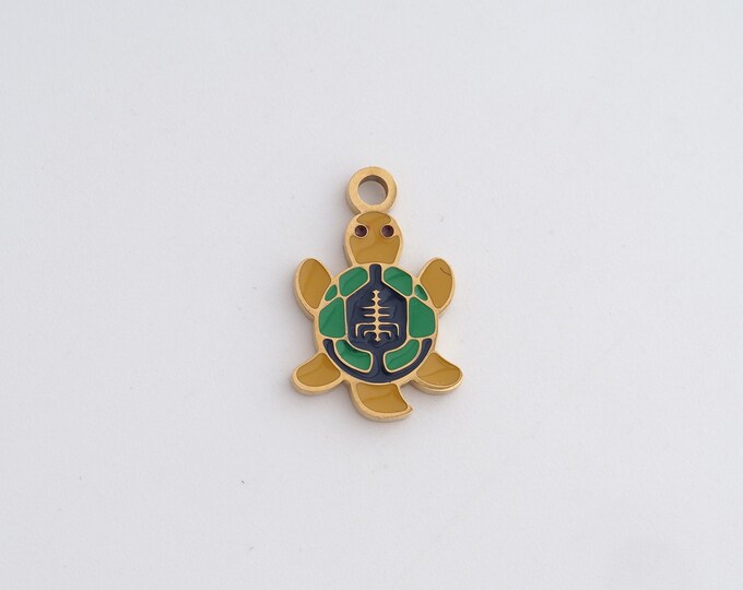 Stainless Steel Turtle Pendant,Animal Charms,Enamel Turtle Charm Bracelet Necklace for DIY Jewelry Making Supply,16.7x10.3x1.3mm