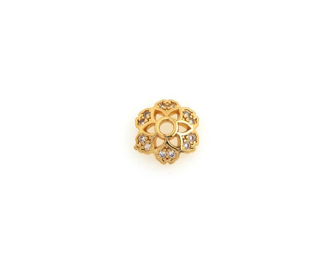 5 pcs Gold Filled Flower Bead Caps,Pearl Caps,Round Bead Caps,Flower Caps,Spacer Jewelry, DIY Jewelry Making,9.5x2.7mm