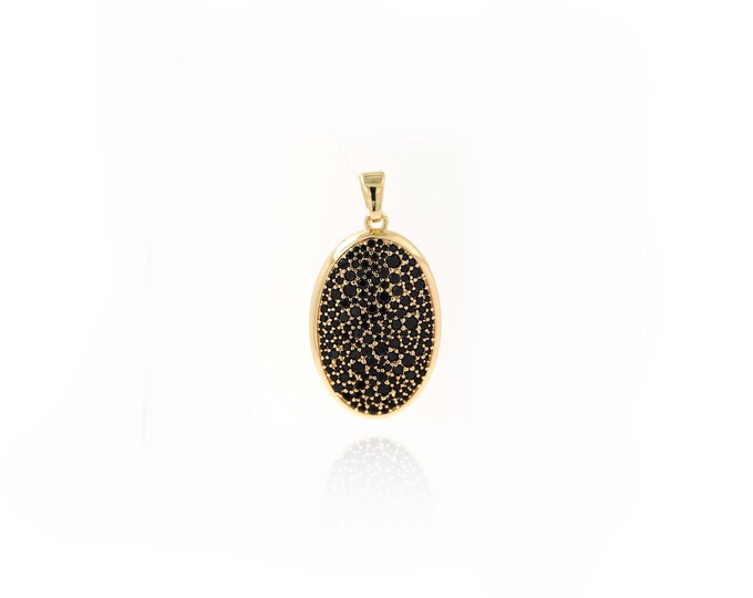 18K Gold Filled Oval Pendant,Beautiful Single Diamond Bracelet Necklace Zircon Charms,DIY Jewelry Accessories,38.5x20x3.8mm