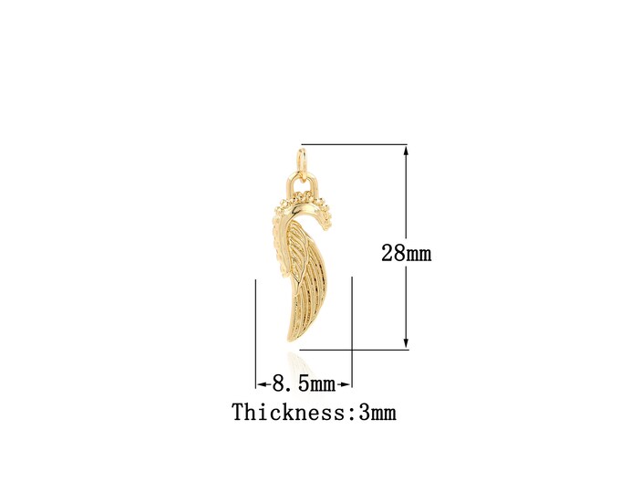18K Gold Filled Wings Pendant, Gold Dainty Wings Charms,Simple pendant Bracelet Necklace for DIY Jewelry Making Supply