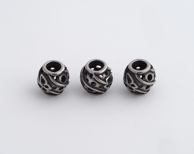 1 pcs Stainless Steel Retro Ball Spacer Beads,Silver Round Beads,Ball Beads DIY Bracelet Necklace Earrings Jewelry Making,9x8mm