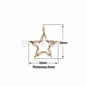 Cz  Micro Pave Star,gold Plated Star charms,pave star Earring Findings 33x36x3mm 1PCS