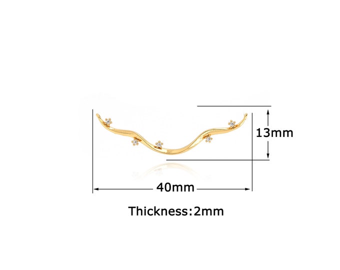 18K Gold Filled Flower pendant,Gold Dainty Branch Charms,Simple pendant Bracelet Necklace for DIY Jewelry Making Supply