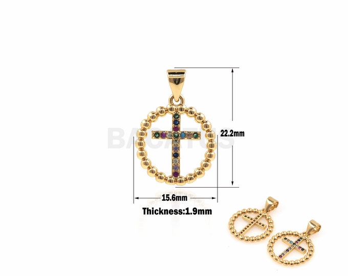 1PCS  DIY Jewelry Making Supplies, Round Pendants, Cross Charms, Suitable For Bracelets, Necklaces, Jewelry Design Supplies 22.2x15.6x1.9mm