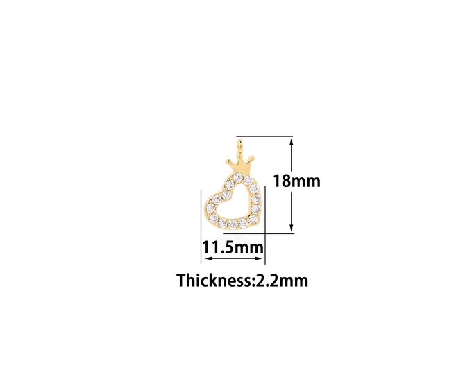 18K Gold Filled Heart Pendant,Gold Dainty Heart Pendant Charms,Simple pendant Bracelet Necklace for DIY Jewelry Making Supply
