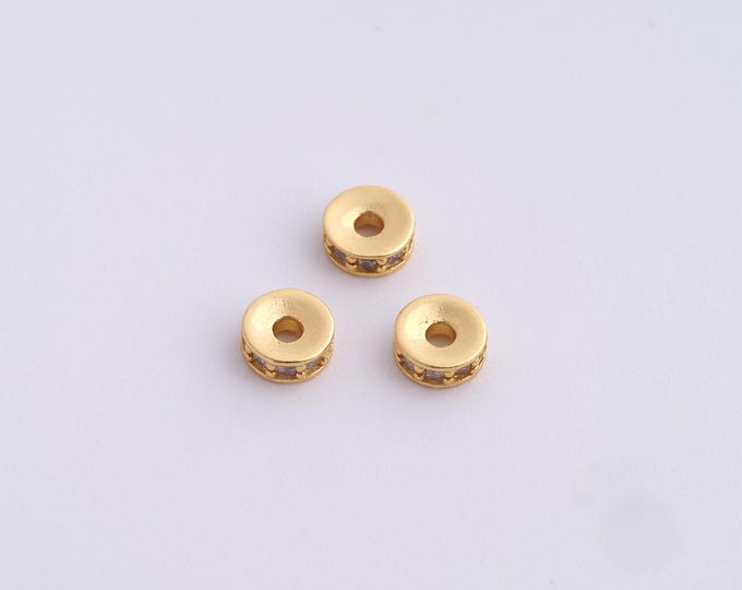 18K Gold Filled Round Spacer Beads,Gold Flat Beads, Disc Beads DIY Bracelet Necklace Earrings Jewelry Making,5x2mm
