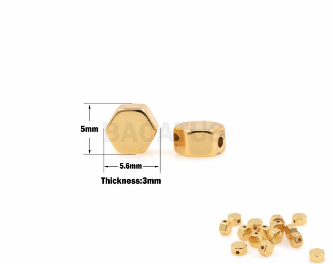 1PCS Mini Gold-Plated Hexagonal Spacer Beads, Metal Hexagonal Beads, Hexagonal Charm, Suitable For Making Supplies 5x5.6x3mm